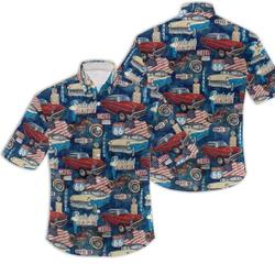 Historic US Route 66 Motorcycle Hawaiian Shirt Gift For Your Girlfriend Boyfriend Gift For Love Gift For Friend Best Valentine Present Holiday Gift