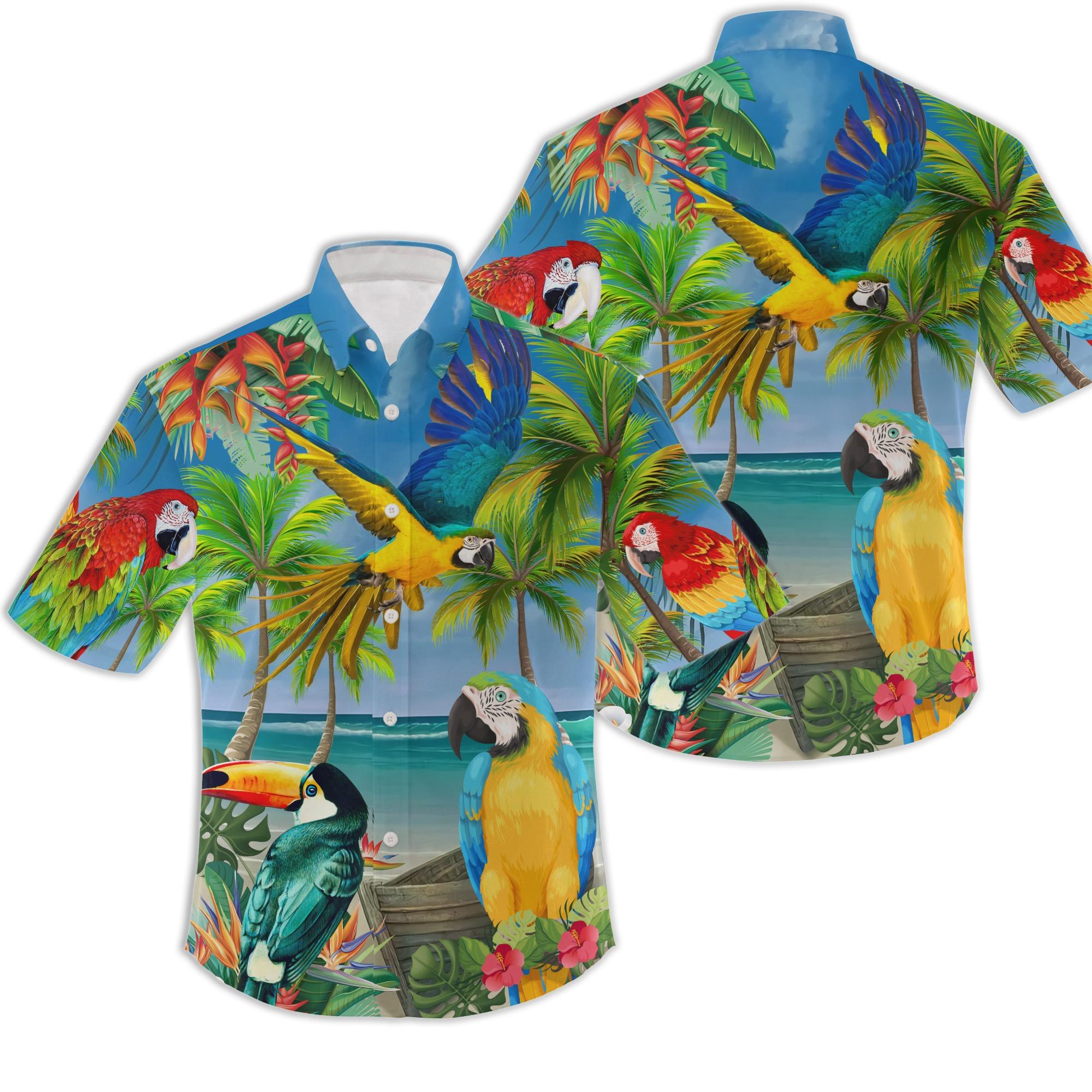 Tropical Parrots Hawaiian Shirts Gift For Your Girlfriend Boyfriend Gift For Love Gift For Friend Best Valentine Present Holiday Gift
