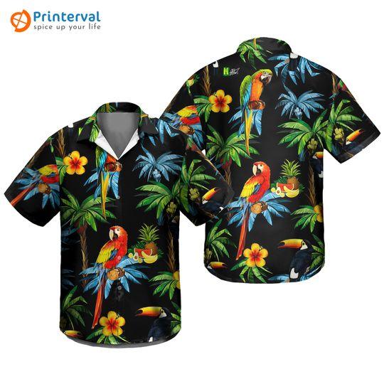 Hawaiian Shirt "Hawaiian Parrots 2.0" Gift For Your Girlfriend Boyfriend Gift For Love Gift For Friend Best Valentine Present Holiday Gift
