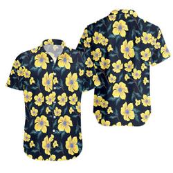 Hawaiian Style Yellow and Black Men's Hawaiian Shirt Gift For Your Girlfriend Boyfriend Gift For Love Gift For Friend Best Valentine Present Holiday Gift