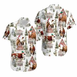 Hereford Cow Christmas Hawaiian Shirt Gift For Your Girlfriend Boyfriend Gift For Love Gift For Friend Best Valentine Present Holiday Gift