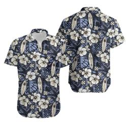 Hibiscus Flower and Surf Board Hawaiian Aloha Shirt Gift For Your Girlfriend Boyfriend Gift For Love Gift For Friend Best Valentine Present Holiday Gift