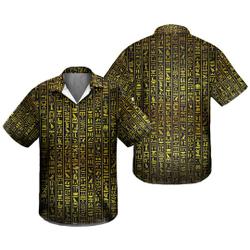 Hieroglyphics Short Sleeve Button Down Collared Hawaiin Shirt Gift For Your Girlfriend Boyfriend Gift For Love Gift For Friend Best Valentine Present Holiday Gift