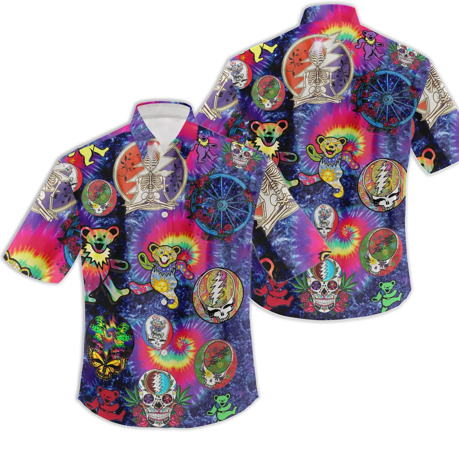 High Quality Bears Grateful Dead Tie Die Hawaiian Shirt Gift For Your Girlfriend Boyfriend Gift For Love Gift For Friend Best Valentine Present Holiday Gift