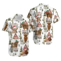 Highland Cow Christmas Hawaiian Shirt Gift For Your Girlfriend Boyfriend Gift For Love Gift For Friend Best Valentine Present Holiday Gift