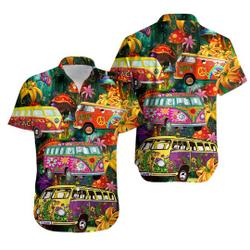 Hippie Bus Peace Life Colorful Style Hawaiian Shirt Gift For Your Girlfriend Boyfriend Gift For Love Gift For Friend Best Valentine Present Holiday Gift