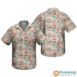 Historic US Route 66 Hawaiian Shirt, Route 66 The Mother Road Hawaii Shirt Gift For Your Girlfriend Boyfriend Gift For Love Gift For Friend Best Valentine Present Holiday Gift