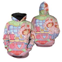 Hoodie 3d Print Strawberry Pattern Shortcake Custard Cartoon