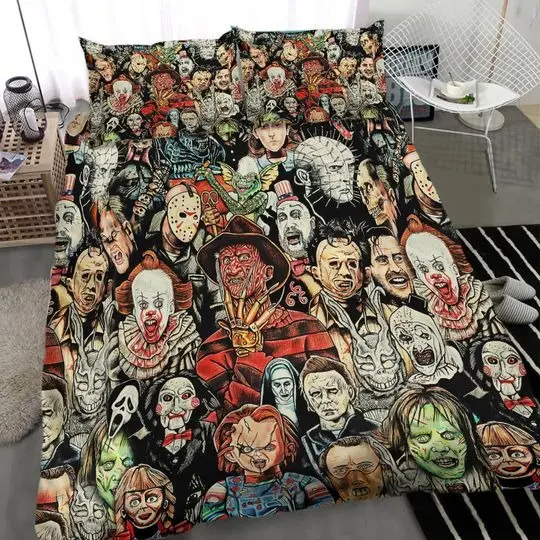 Horror Character, Horror Movie Halloween Bedding Set Gift For Your Girlfriend Boyfriend Gift For Love Gift For Friend Best Valentine Present Holiday Gift