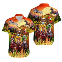 Horses Racing On Pasture Aloha Hawaiian Shirts Gift For Your Girlfriend Boyfriend Gift For Love Gift For Friend Best Valentine Present Holiday Gift