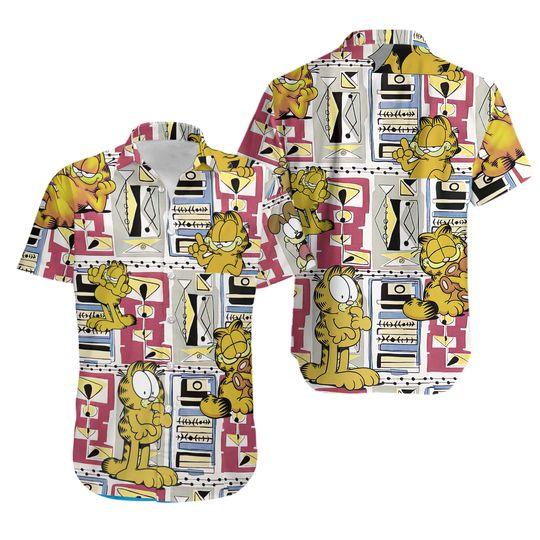 Hot Garfield Cotton Hawaiian Shirt Gift For Your Girlfriend Boyfriend Gift For Love Gift For Friend Best Valentine Present Holiday Gift