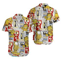 Hot Garfield Cotton Hawaiian Shirt Gift For Your Girlfriend Boyfriend Gift For Love Gift For Friend Best Valentine Present Holiday Gift
