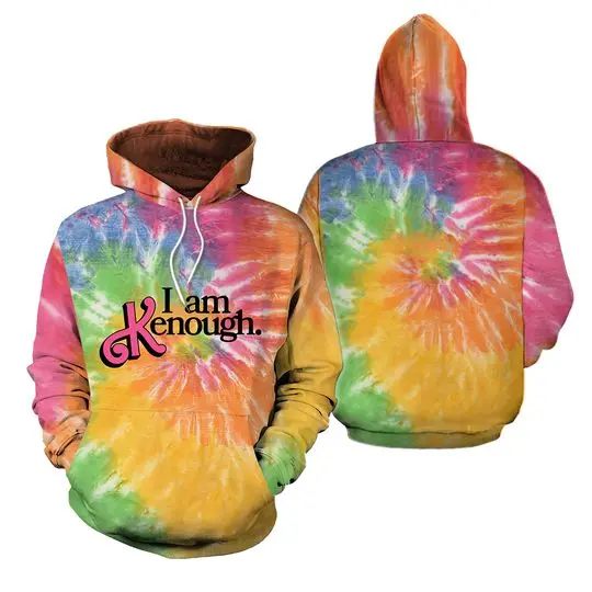 I Am Kenough Tie Dye Pullover Hoodie