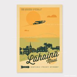 Lahaina, Maui - 12 x 18 Retro Hawaii Poster Meaningful Gift For Family Gift For Boyfriend Valentine Gift Birthday Gift Holiday Gift