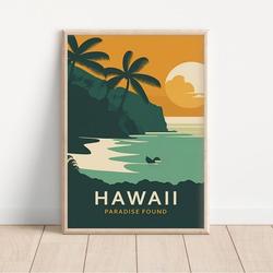 Hawaii  Travel Poster, Minimalist Poster, Wall Art, Travel Gift, Gift Idea Meaningful Gift For Family Gift For Boyfriend Valentine Gift Birthday Gift Holiday Gift