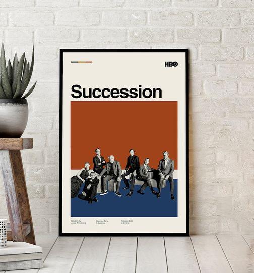 Succession Poster, Succession Movie Poster, Modern Vintage, Movie Poster, Retro Movie, Retro Modern, Minimalist Art
