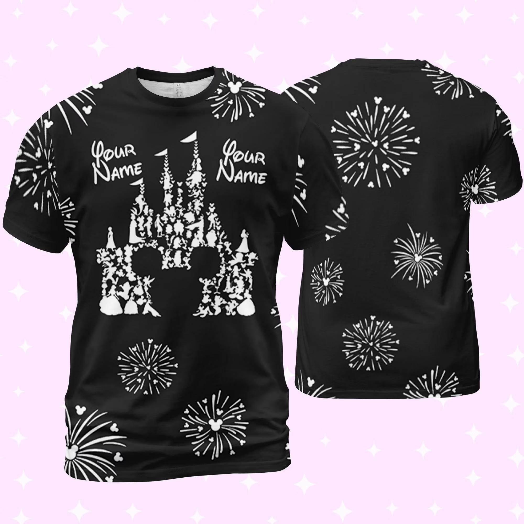 Personalized Disney Castle Firework 3D T-shirt Meaningful Gift For Family Gift For Boyfriend Valentine Gift
