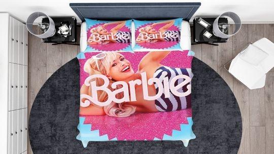 Barbie Bedding Pink Reversible Cover; Pillow Duvet cover Bed Set Gift For Your Girlfriend Boyfriend Gift For Love Gift For Friend Best Valentine Present Holiday Gift