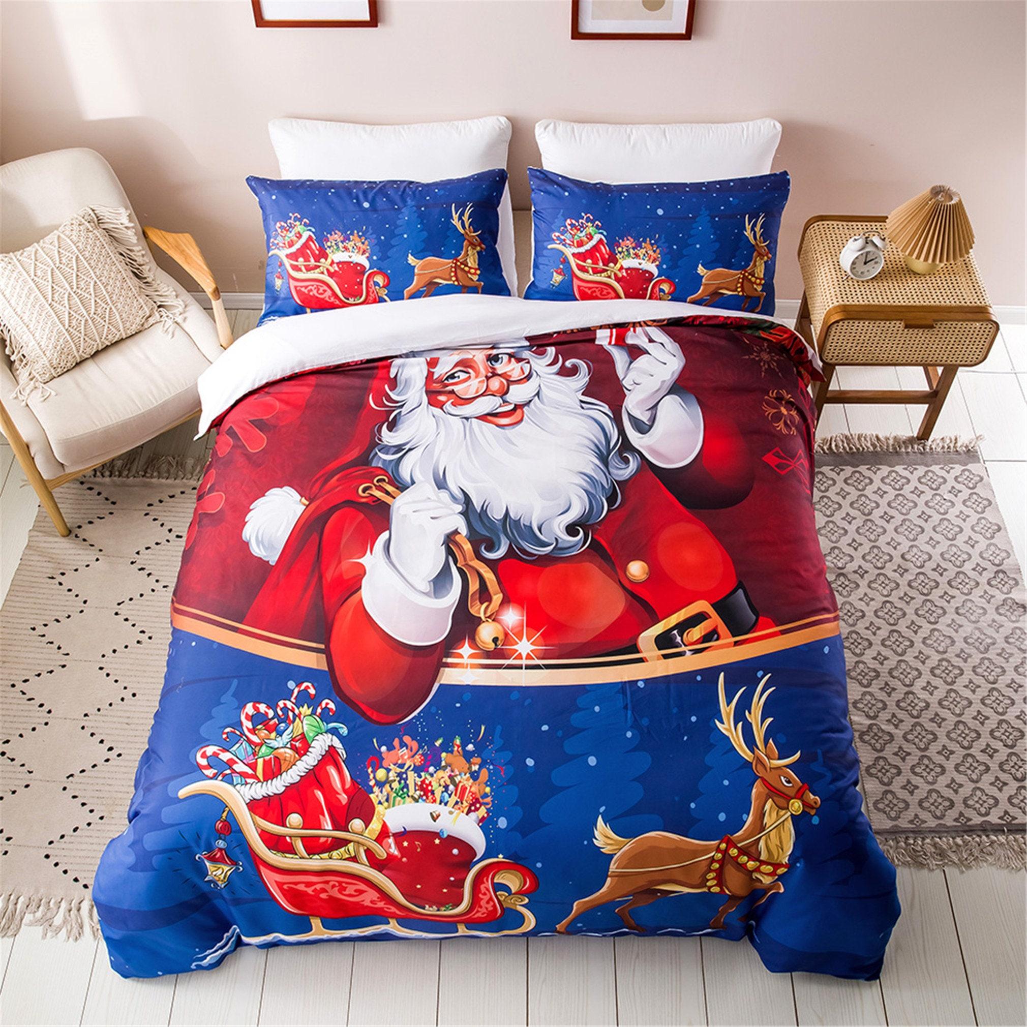 New Christmas Gifts Duvet Cover Set Red Santa Claus Comforter Bedding Set Gift For Your Girlfriend Boyfriend Gift For Love Gift For Friend Best Valentine Present Holiday Gift