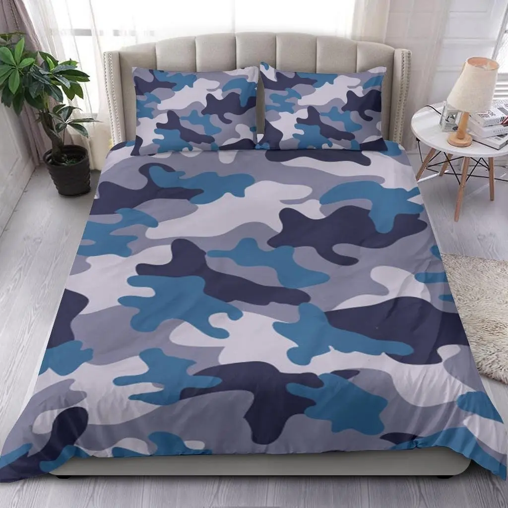 Blue Camouflage Bedding Set Gift For Your Girlfriend Boyfriend Gift For Love Gift For Friend Best Valentine Present Holiday Gift