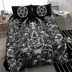 Skull Demon Satanic Pentagram Cthulhu Bedding Set Gift For Your Girlfriend Boyfriend Gift For Love Gift For Friend Best Valentine Present Holiday Gift