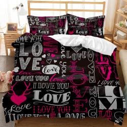 Heart-Shaped Queen Duvet Cover Set Black and Dusty Bedding Set Gift For Your Girlfriend Boyfriend Gift For Love Gift For Friend Best Valentine Present Holiday Gift