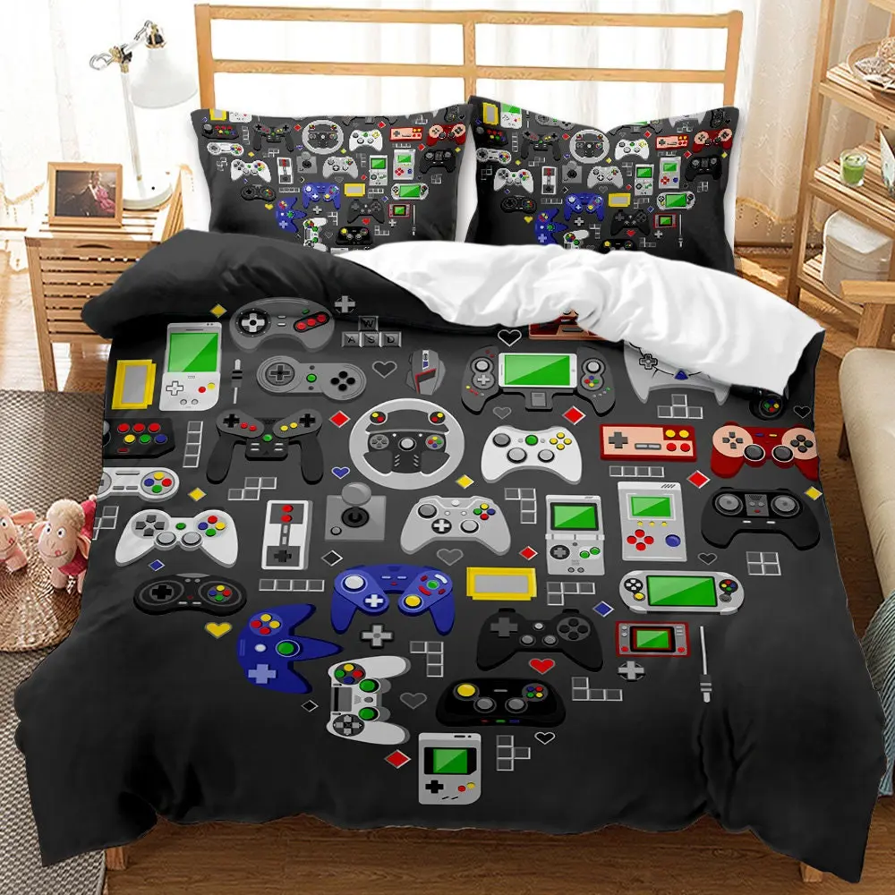 Colorful Gamepad Comforter Cover Queen Size Modern Gamers Bedding Set Gift For Your Girlfriend Boyfriend Gift For Love Gift For Friend Best Valentine Present Holiday Gift
