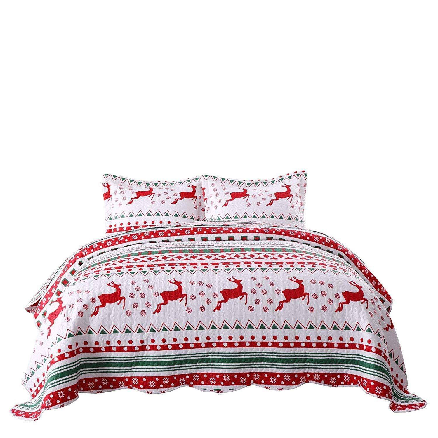 2/3 Pcs Christmas Quilt Set Bedspread Craft Throw Blanket SnowflakeGift For Your Girlfriend Boyfriend Gift For Love Gift For Friend Best Valentine Present Holiday Gift
