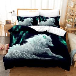 Duvet Cover Set Queen Size 3D Wolf Pattern Animal Print Luxury Bedding Set Gift For Your Girlfriend Boyfriend Gift For Love Gift For Friend Best Valentine Present Holiday Gift