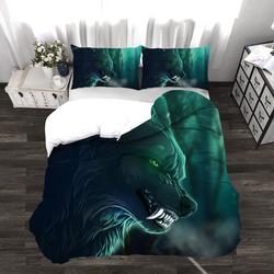 3D Bedding Set 3 Piece Queen Size Wolf Head Animal Bedding Set Gift For Your Girlfriend Boyfriend Gift For Love Gift For Friend Best Valentine Present Holiday Gift