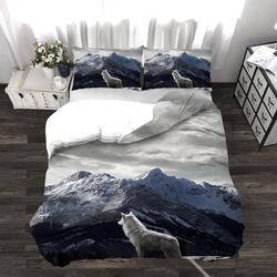 Wolf Duvet Cover Set, White Canine Head with Detail Hunter Bedding Set Gift For Your Girlfriend Boyfriend Gift For Love Gift For Friend Best Valentine Present Holiday Gift