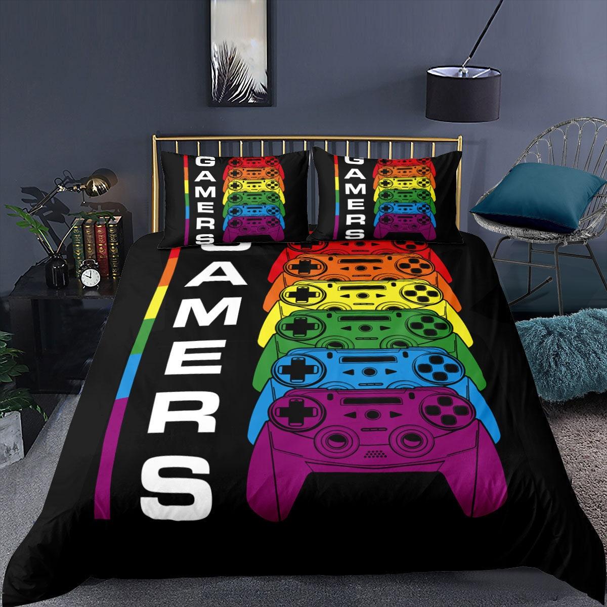 Gamer Bedding Set Boys Teens Novelty Sci-Fi Style Bedding Set Gift For Your Girlfriend Boyfriend Gift For Love Gift For Friend Best Valentine Present Holiday Gift