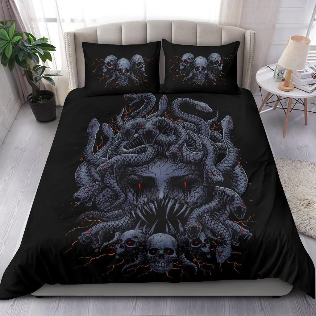 Skull Medusa Demon Goddess Bedding Set Gift For Your Girlfriend Boyfriend Gift For Love Gift For Friend Best Valentine Present Holiday Gift