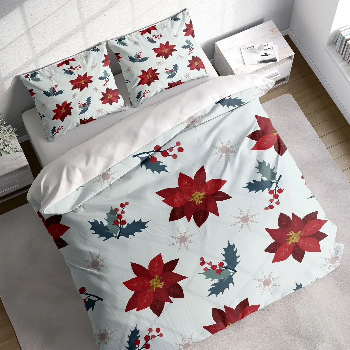 Snowflake Christmas Bedding Set Gift For Your Girlfriend Boyfriend Gift For Love Gift For Friend Best Valentine Present Holiday Gift