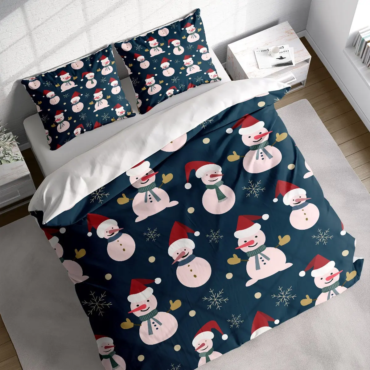 Snowman Snowflake Christmas Bedding Set Gift For Your Girlfriend Boyfriend Gift For Love Gift For Friend Best Valentine Present Holiday Gift