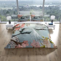 Cranes Cloud Peach Blossom Duvet Cover Set, Botanical Quilt Cover Bedding Set  PillowcasesGift For Your Girlfriend Boyfriend Gift For Love Gift For Friend Best Valentine Present Holiday Gift