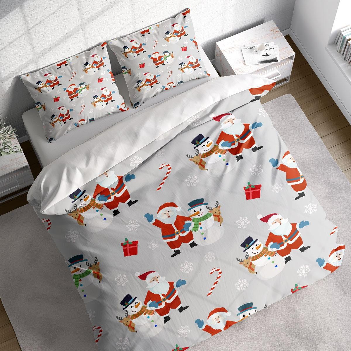 Santa Snowman Christmas Bedding Set Gift For Your Girlfriend Boyfriend Gift For Love Gift For Friend Best Valentine Present Holiday Gift