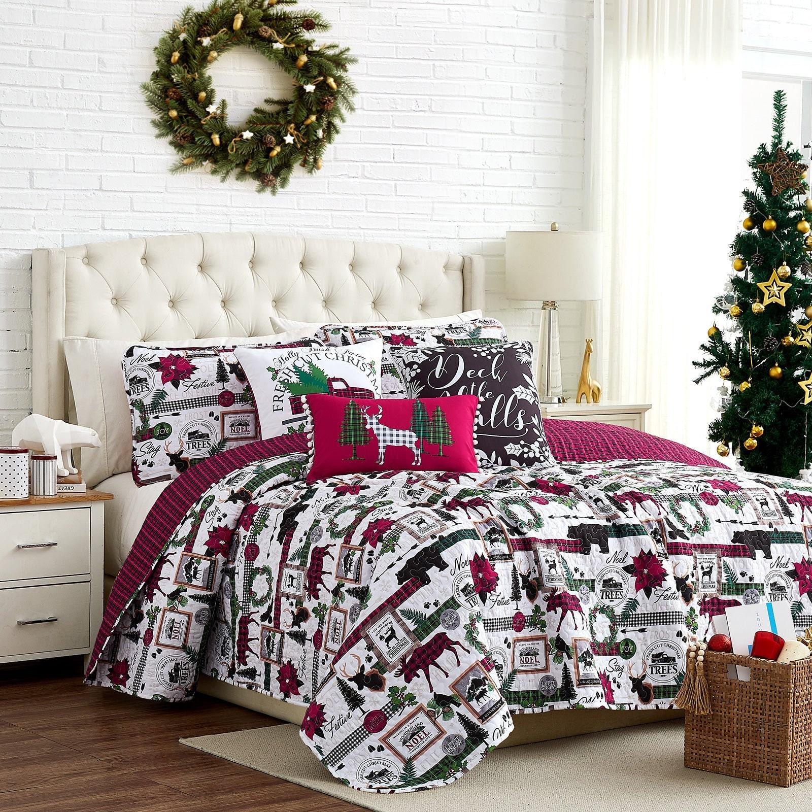 Merry Town 6-Piece Quilt Bedding Set Gift For Your Girlfriend Boyfriend Gift For Love Gift For Friend Best Valentine Present Holiday Gift