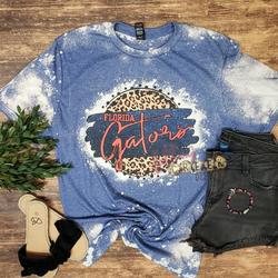 Bleached FL Gators T-shirt. Orange and blue sparkle with leopard Meaningful Gift For Family Gift For Boyfriend Valentine Gift