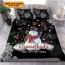 Grandma Snowman Happy Christmas Bedding Set Gift For Your Girlfriend Boyfriend Gift For Love Gift For Friend Best Valentine Present Holiday Gift