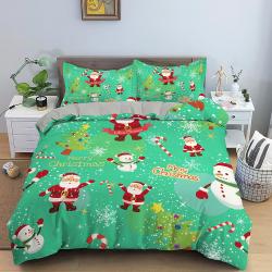 Green Santa Claus and snowman Bedding Set Gift For Your Girlfriend Boyfriend Gift For Love Gift For Friend Best Valentine Present Holiday Gift