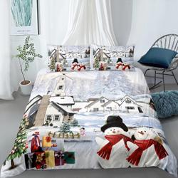Merry Christmas Bedding Set Snowman and Gift Box for Noen Bedding Set Gift For Your Girlfriend Boyfriend Gift For Love Gift For Friend Best Valentine Present Holiday Gift