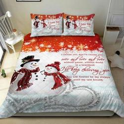 Snowman Couple Christmas , Merry Christmas Quilt Bedding Set Gift For Your Girlfriend Boyfriend Gift For Love Gift For Friend Best Valentine Present Holiday Gift