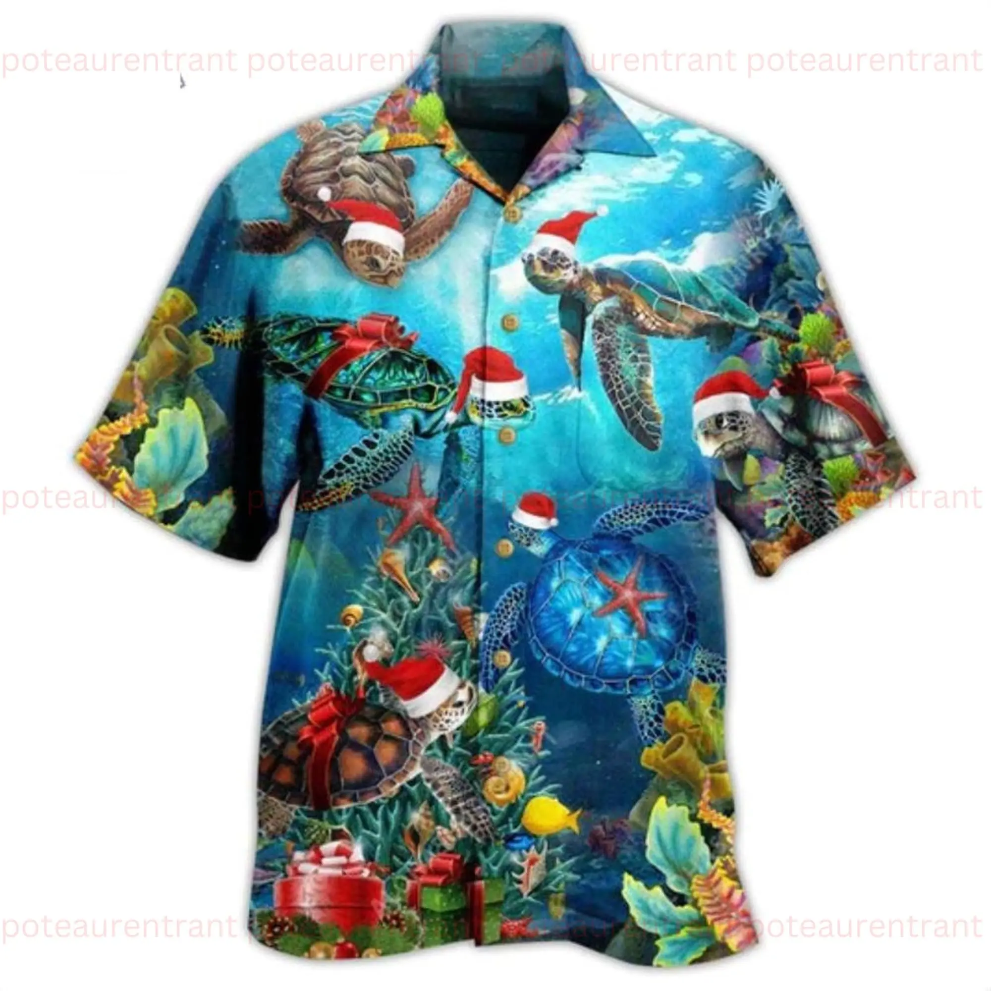 Turtle Love Christmas And Ocean 3D Hawaii Shirt, Christmas Gifts Gift For Your Girlfriend Boyfriend Gift For Love Gift For Friend Best Valentine Present Holiday Gift