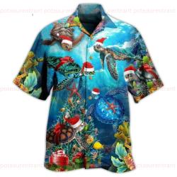 Turtle Love Christmas And Ocean 3D Hawaii Shirt, Christmas Gifts Gift For Your Girlfriend Boyfriend Gift For Love Gift For Friend Best Valentine Present Holiday Gift