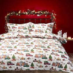 Ivory Ground Christmas Tree Farm Cotton Bedding Set Gift For Your Girlfriend Boyfriend Gift For Love Gift For Friend Best Valentine Present Holiday Gift