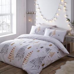KING Size Bed White And Gold Christmas Trees Bedding Set Gift For Your Girlfriend Boyfriend Gift For Love Gift For Friend Best Valentine Present Holiday Gift