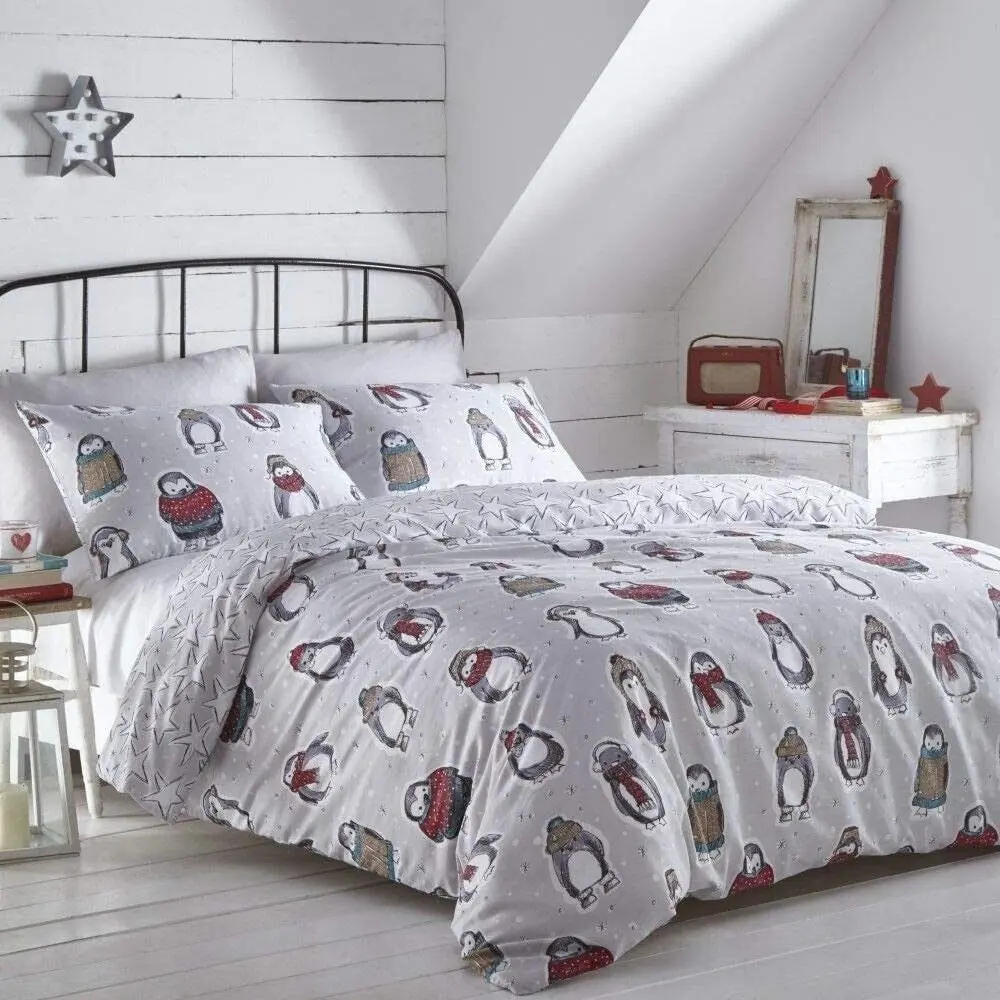 DOUBLE Bed White Grey Christmas Snowy Bedding Set Gift For Your Girlfriend Boyfriend Gift For Love Gift For Friend Best Valentine Present Holiday Gift