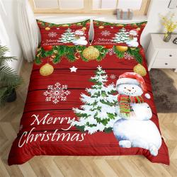 Handmade Christmas Duvet Cover, Watercolor Snowman Bedding Set Gift For Your Girlfriend Boyfriend Gift For Love Gift For Friend Best Valentine Present Holiday Gift