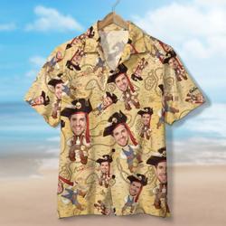 Custom Pirate Face Hawaiian Shirt Gift For Your Girlfriend Boyfriend Gift For Love Gift For Friend Best Valentine Present Holiday Gift